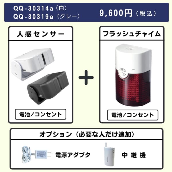 無線チャイムXプラス　人感センサー + フラッシュチャイムとオプション